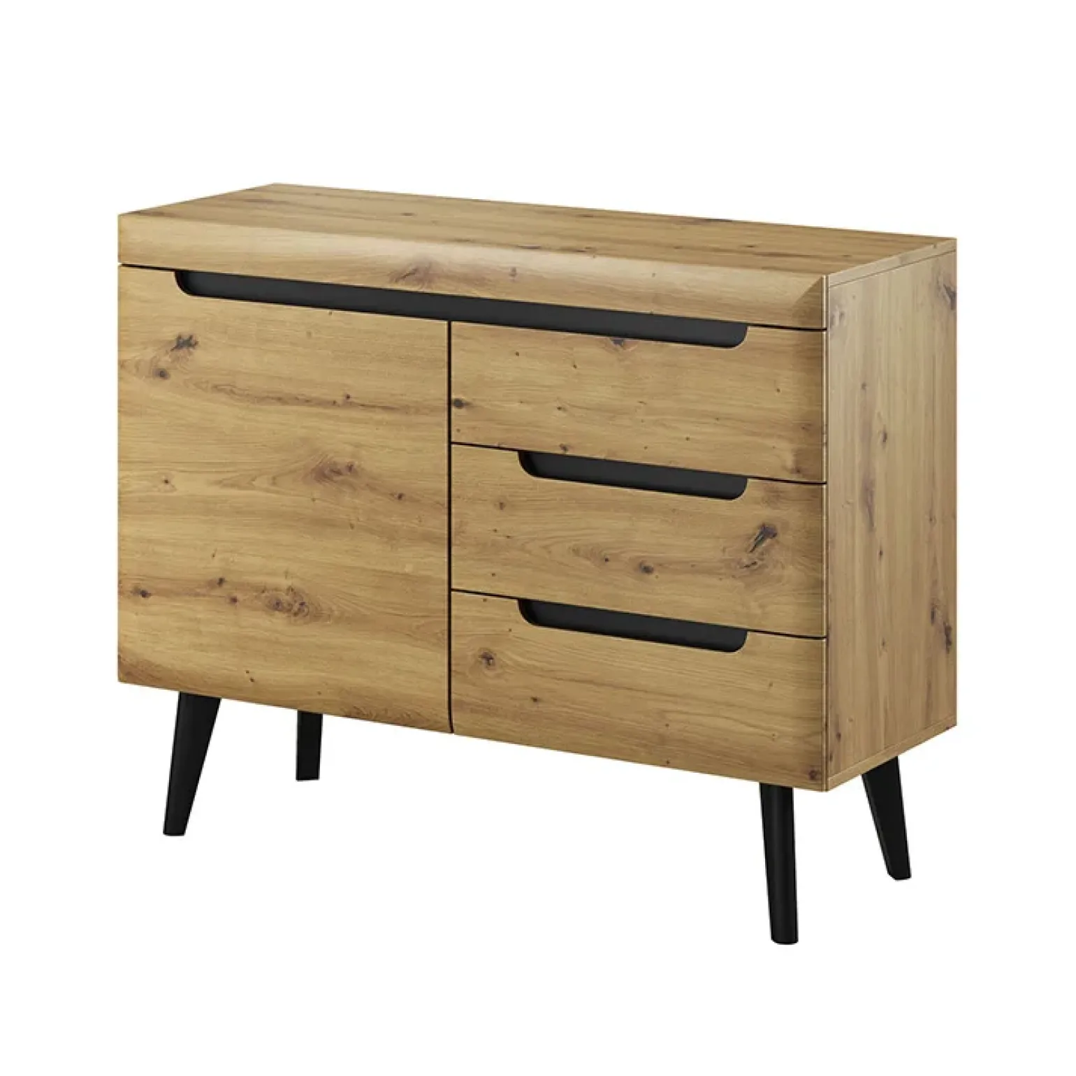Credenza 107x83h cm 1 anta 3 cassetti moderna rovere Alimena Gihome®