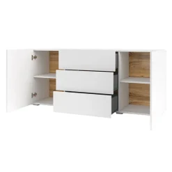 Credenza 140x63h cm 2 ante 3 cassetti  moderna soggiorno bianca Fusion