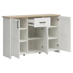 Credenza 148x99h cm 3 ante 1 cassetto scandinava bianco frassinato rovere Lars