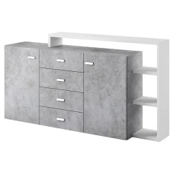 Credenza 180x98h cm 2 ante 4 cassetti moderna bianco cemento Megan Gihome®