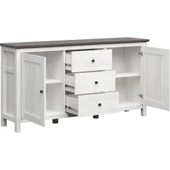 Credenza 186x96h cm 2 ante 3 cassetti arte povera pino bianco frassinato grafite Holga