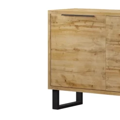Credenza 201x83h cm 2 ante 3 cassetti  moderna quercia metallo nero Petra