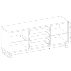 Credenza 201x83h cm 2 ante 3 cassetti  moderna quercia metallo nero Petra