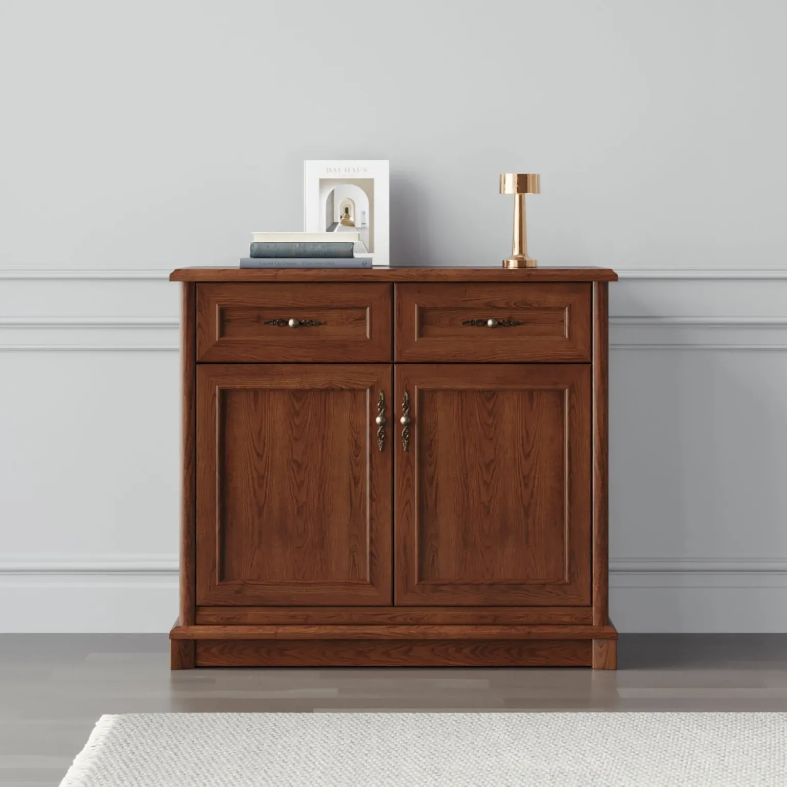 Credenza 101x90h cm 2 ante 2 cassetti arte povera noce Toscana