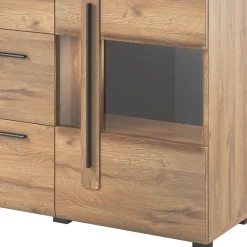 Credenza 180x103h cm 2 ante 3 cassetti  con vetrinetta moderna rovere nero Maiorca