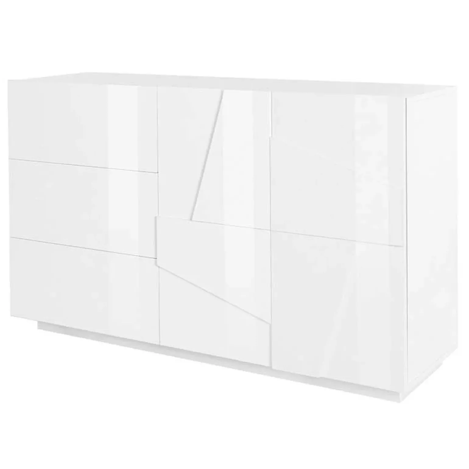 Credenza 143x86h cm 2 ante 3 cassetti moderna bianco lucido Zenzero Gihome®