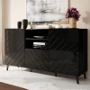 Credenza 150x82h cm 2 ante 1 cassetto moderna decorato nero lucido Placida