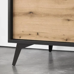 Credenza 154x77h cm 2 ante 3 cassetti moderna quercia nero Becca