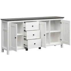 Credenza 199x96h cm 3 ante 3 cassetti arte povera pino bianco frassinato grafite Holga