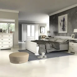 Credenza 88x136h cm 2 ante 1 ribalta shabby bianco frassinato Kelly