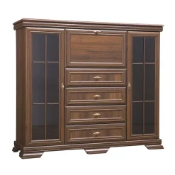 Credenza 158x136h cm 2 ante con vetrina 4 cassetti arte povera quercia Kelly
