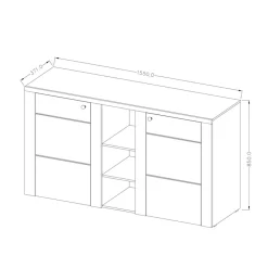 Credenza 155x85h cm 2 ante moderna  pino bianco rovere Paloma 2