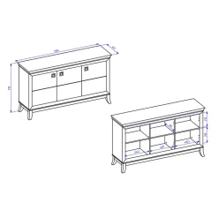 Credenza 160x92h cm 3 ante moderna antracite lucido rovere scuro Umag