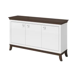 Credenza 160x92h cm 3 ante moderna bianco lucido rovere scuro Umag