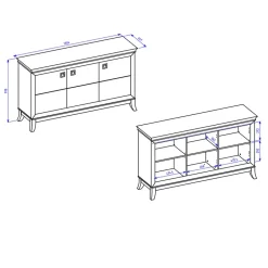 Credenza 160x92h cm 3 ante moderna bianco lucido rovere scuro Umag