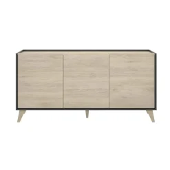 Credenza 155x75h cm 3 ante moderna ante rovere grafite Elmer