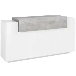 Credenza 160x86h cm 3 ante moderna bianco lucido cemento Milos Gihome®