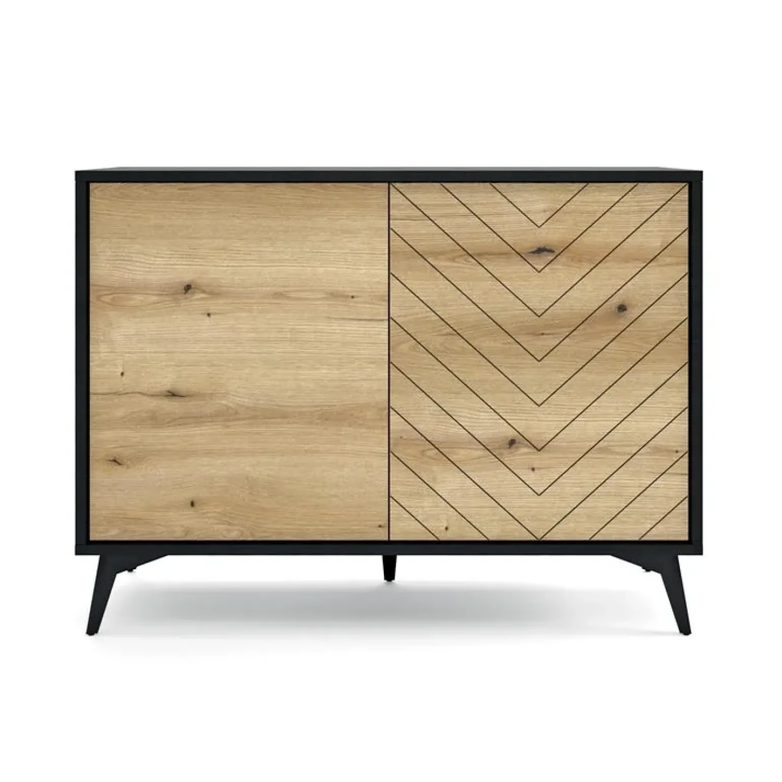 Credenza 104x77h cm 2 ante moderna soggiorno quercia nero Becca