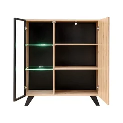 Credenza 90x102h cm 2 ante moderna noce con stampa nera Mendes