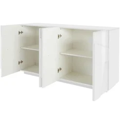 Credenza 163x86h cm 4 ante moderna bianco lucido Zenzero Gihome®