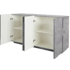 Credenza 143x86h cm 4 ante moderna cemento Zenzero Gihome®