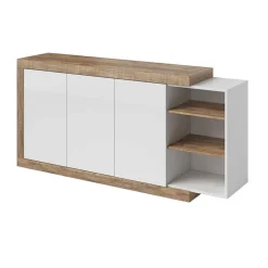 Credenza 180x86h cm 3 ante moderna bianco lucido rovere Aria
