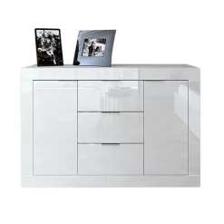 Credenza 120x80h cm 3 cassetti 2 ante bianco lucido Chanel Gihome®