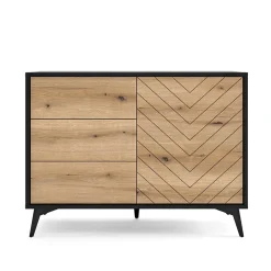Credenza 104x77h cm 3 cassetti moderna soggiorno quercia nero Becca