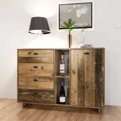 Credenza 120x85h cm con cassetti moderna legno vecchio antico West Gihome®