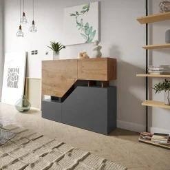 Credenza 120x100h cm moderna design rovere antracite Modesta
