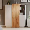 Credenza 110x134h cm soggiorno 3 ante bianco opaco quercia James
