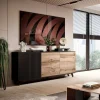 Credenza 160x82h cm soggiorno design industrial rovere nero Nandina