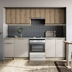 Cucina 240cm completa componibile moderna grigio rovere sonoma Taipei