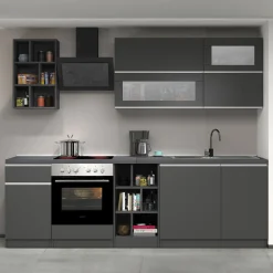 Cucina 255cm componibile lineare moderna antracite grigio pietra Gourmet Prestige