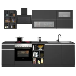 Cucina 255cm componibile lineare moderna antracite grigio pietra Gourmet Prestige