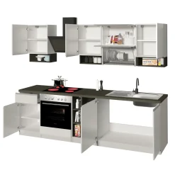 Cucina 255cm componibile lineare moderna bianco grigio pietra Gourmet Pure