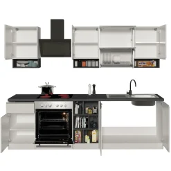 Cucina 255cm componibile lineare moderna bianco grigio pietra Gourmet Pure