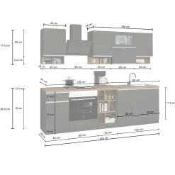 Cucina 255cm componibile lineare moderna antracite grigio pietra Gourmet Pure