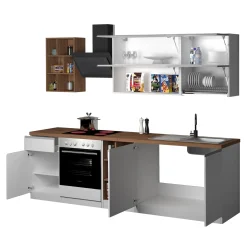 Cucina 255cm componibile lineare moderna bianco rovere Gourmet Prestige
