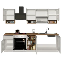 Cucina 255cm componibile lineare moderna bianco rovere Gourmet Pure