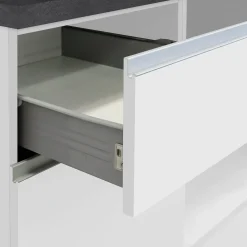 Cucina 255cm componibile lineare moderna bianco grigio pietra Gourmet Elegance