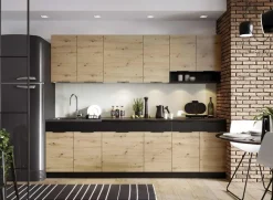 Cucina 260cm moderna componibile standard quercia nero Terry