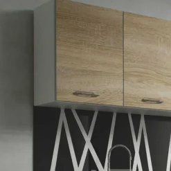 Cucina 260cm moderna lineare componibile rovere bianco vetro Cook