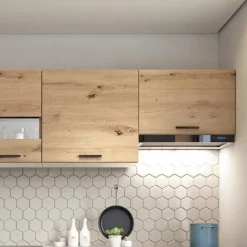 Cucina 240cm moderna lineare grigio rovere Erika