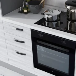 Cucina 255cm reversibile lineare bianco frassinato grigio MasterChef