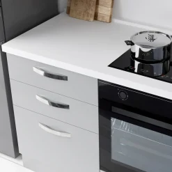 Cucina 240cm reversibile moderna lineare rovere grigio chiaro ChefEasy