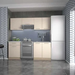 Cucina moderna 200cm lineare componibile beige rovere Matrix