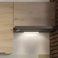 Cucina moderna componibile lineare 240cm quercia nero Terry 1
