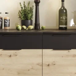 Cucina moderna componibile lineare 240cm quercia nero Terry 1