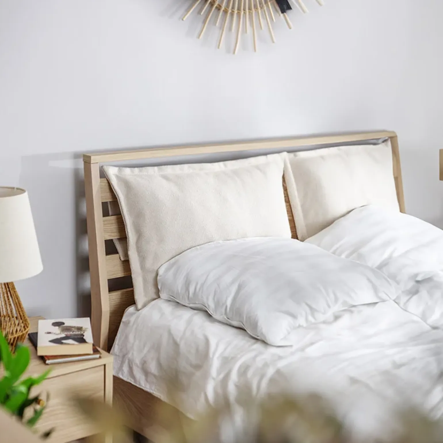 Cuscino decorativo per letto matrimoniale contenitore 160x200cm rovere Noor